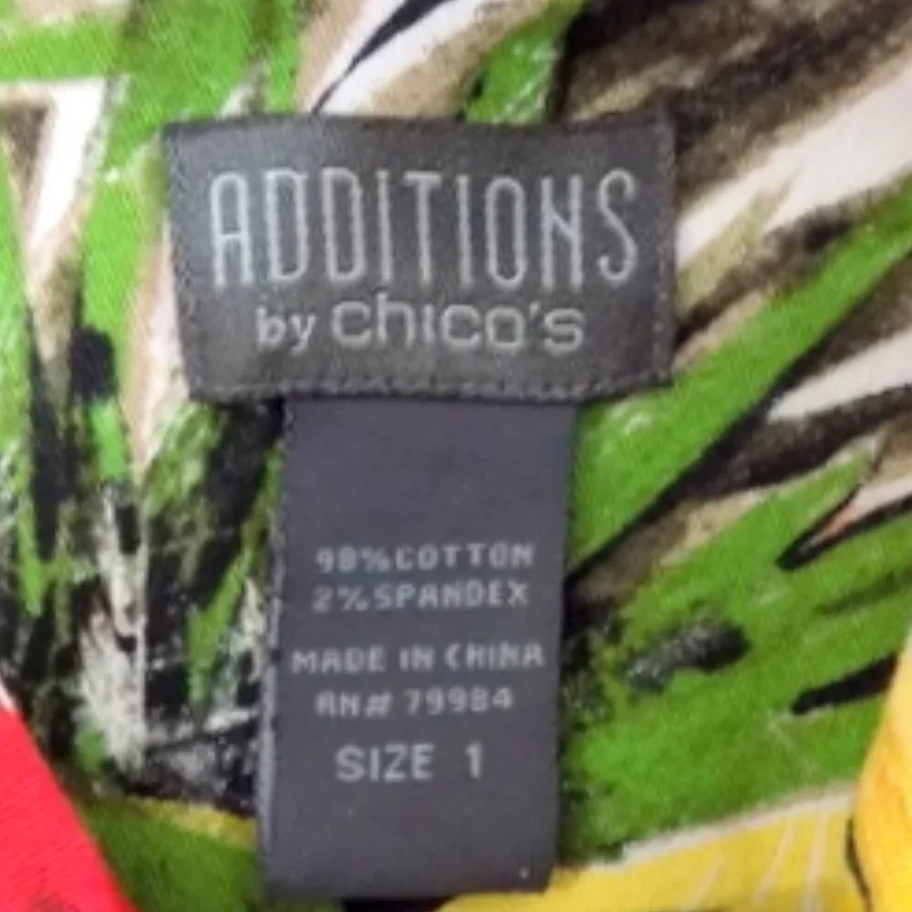 Additions By Chico's Red, Green & Yellow Tropical Print Jacket - Size:1 (Medium) - Picture 9 of 10